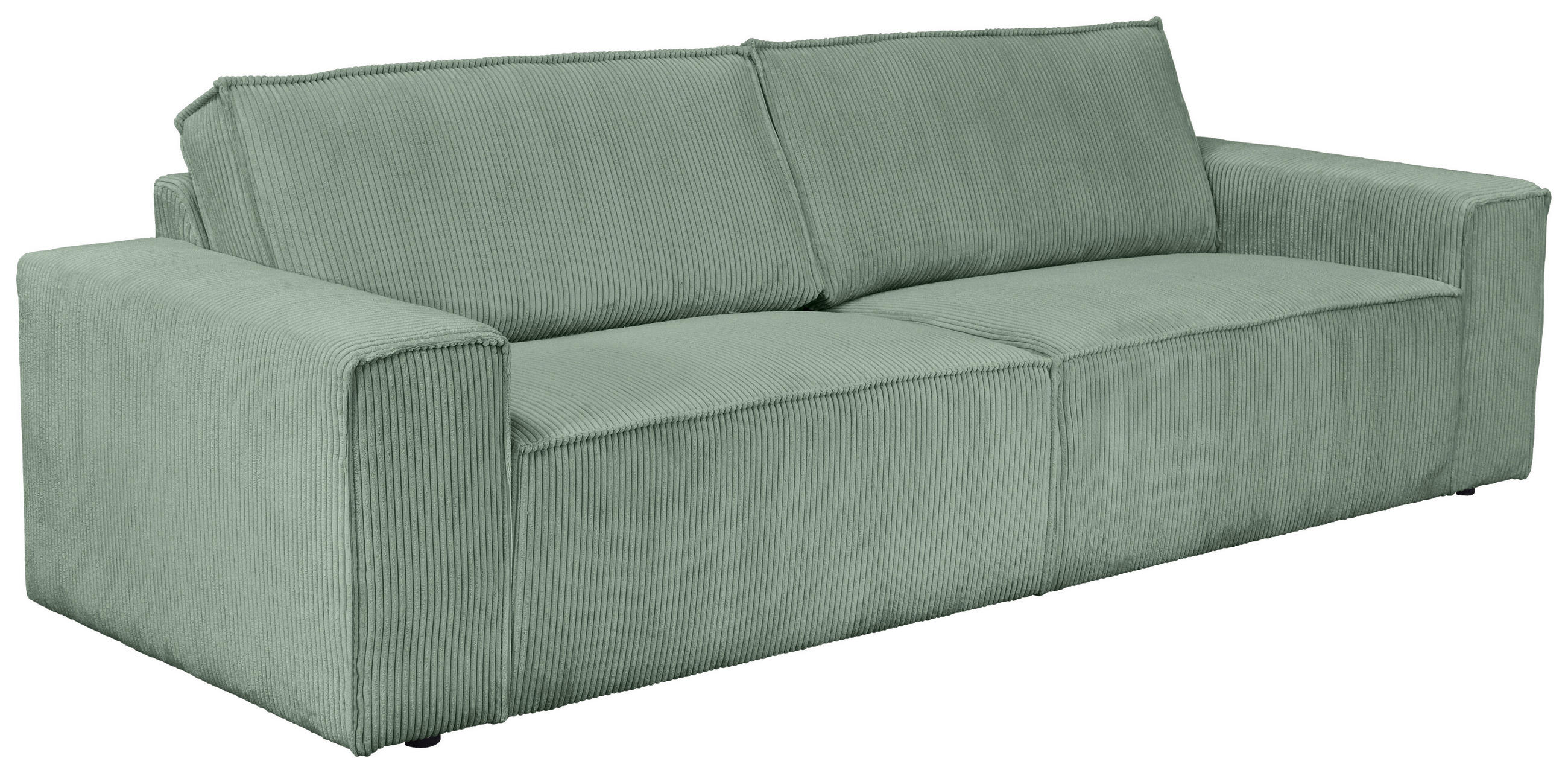 3-SITZER-SOFA Cord Olivgrün - Schwarz/Olivgrün, KONVENTIONELL, Kunststoff/Textil (248/76/95cm) - Carryhome