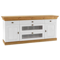 SIDEBOARD  185/85/45 cm 5 Schublade(n)  - Laugenfarbig/Weiß, ROMANTIK / LANDHAUS, Glas/Holz (185/85/45cm) - Boxxx