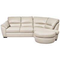 ECKSOFA Weiß Kombination Echtleder/Lederlook  - Wengefarben/Weiß, KONVENTIONELL, Leder/Holz (273/194cm) - Livetastic