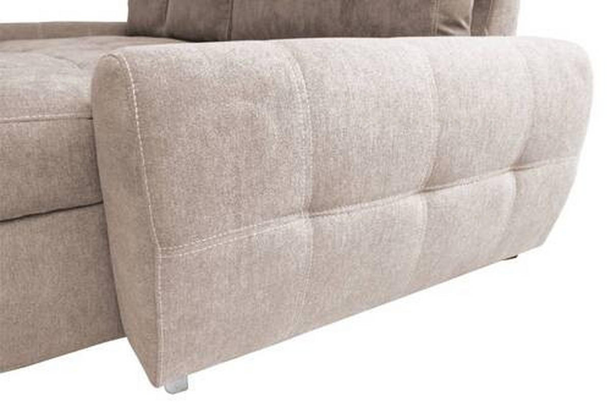 ECKSCHLAFSOFA in Velours Beige  - Chromfarben/Weiss, Design, Kunststoff/Textil (277/175cm) - Livetastic