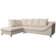 ECKSOFA Creme Struktur - Creme/Schwarz, KONVENTIONELL, Textil/Metall (194/274cm) - Carryhome