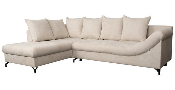 ECKSOFA Creme Struktur - Creme/Schwarz, KONVENTIONELL, Textil/Metall (194/274cm) - Carryhome