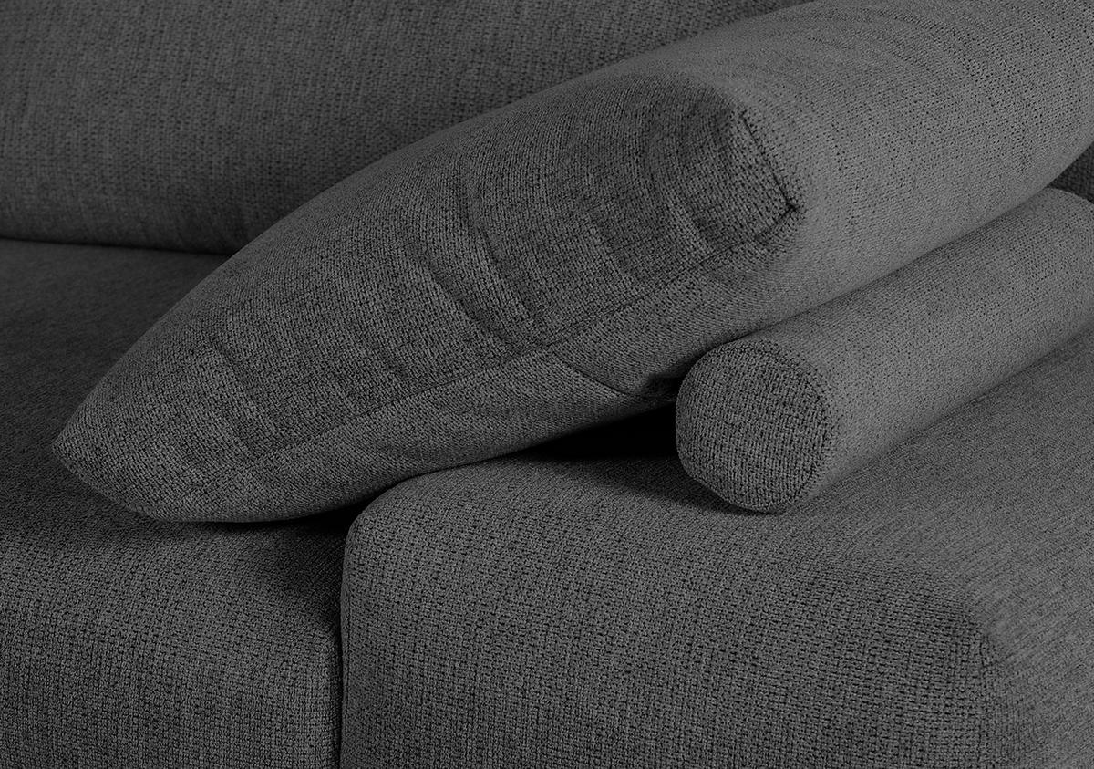 ECKSOFA in Flachgewebe Dunkelgrau  - Dunkelgrau/Schwarz, Konventionell, Textil/Metall (240/310cm) - MID.YOU