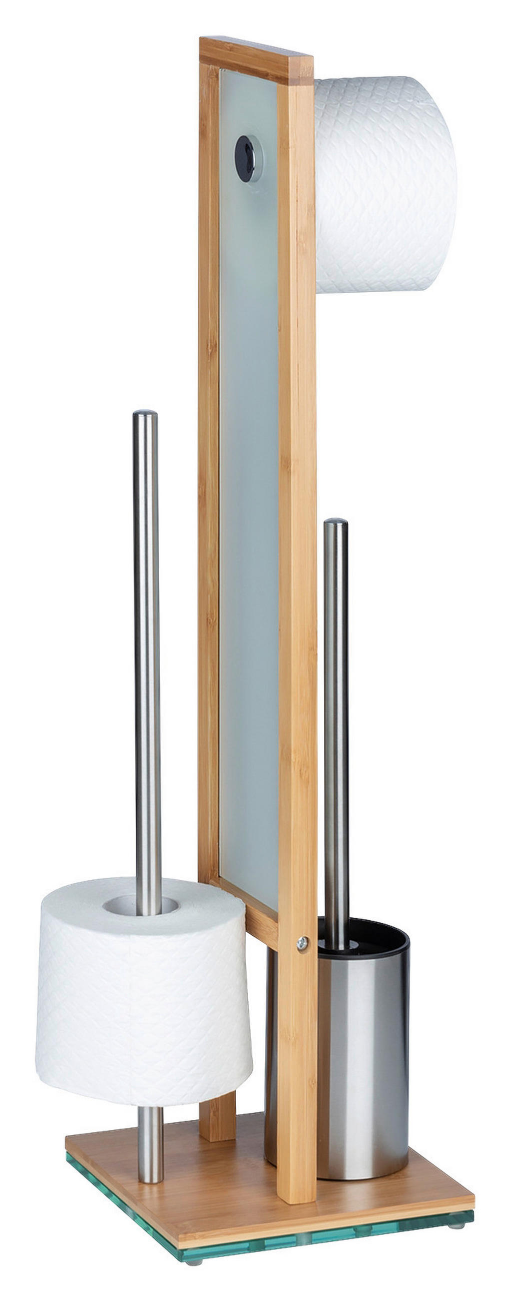 GARNITURĂ DE PERIE PENTRU WC in  plastic   - alb/culoare crom, Basics, plastic/sticlă (23/70/18cm) - Wenko