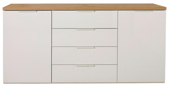 SIDEBOARD Eiche Artisan, Weiß Hochglanz  - Weiß Hochglanz/Schwarz, Basics, Holzwerkstoff/Kunststoff (170/82/44cm) - Carryhome