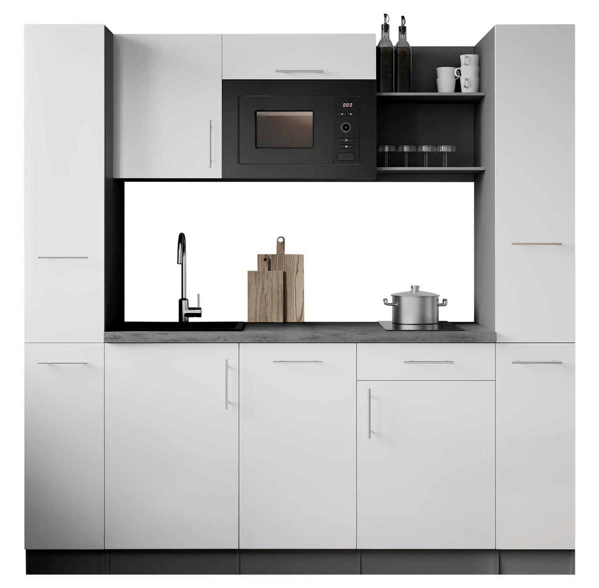 KUCHYNSKÝ BLOK 205 cm - sivá/biela, Trend, kov/kompozitné drevo (205cm) - Respekta
