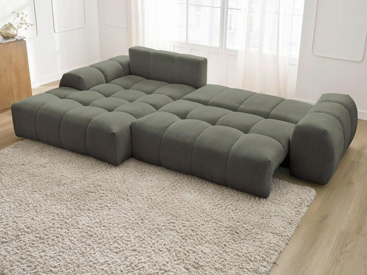ECKSCHLAFSOFA EVEREST  mit Rücken echt, Armteil links, Armteil rechts Flachgewebe Grün  - Schwarz/Grün, MODERN, Kunststoff/Textil (180/318cm) - Livetastic
