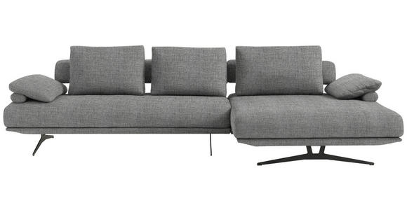 ECKSOFA  in Chenille Grau Rückenkissen, Armlehnenkissen  334/168 cm  - Schwarz/Grau, Design, Textil/Metall (334/168cm) - Dieter Knoll