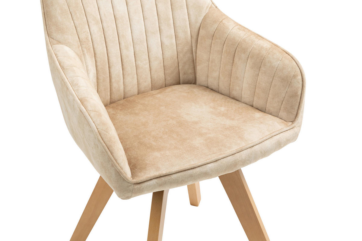ARMLEHNSTUHL  in Samt  - Beige/Buchefarben, KONVENTIONELL, Holz/Textil (63/83/63cm) - MID.YOU