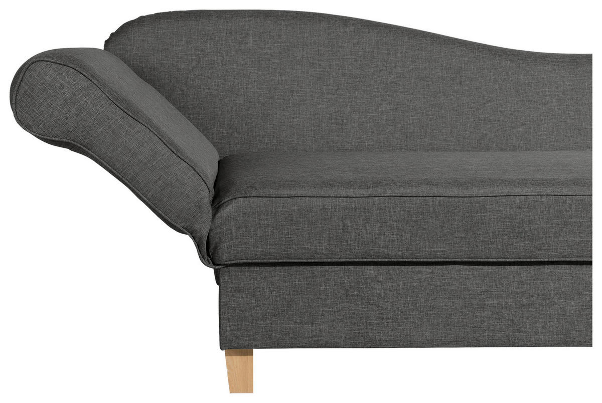 RÉCAMIERE in Flachgewebe Anthrazit  - Anthrazit/Buchefarben, Design, Holz/Textil (190/82/88cm) - Max Winzer