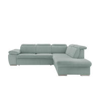 ECKSOFA in Cord Hellblau  - Chromfarben/Hellblau, Design, Textil/Metall (283/228cm) - Livetastic