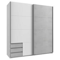 SCHWEBETÜRENSCHRANK 179/198/64 cm 2-türig Weiß, Hellgrau  - Hellgrau/Alufarben, Design, Holzwerkstoff/Metall (179/198/64cm) - Boxxx