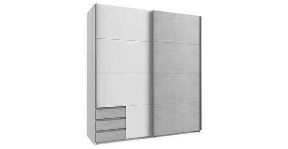 SCHWEBETÜRENSCHRANK in Weiß, Hellgrau - Hellgrau/Alufarben, Design, Holzwerkstoff/Metall (179/198/64cm) - Carryhome