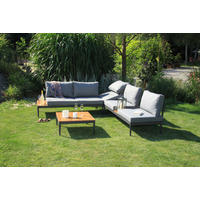 LOUNGEGARNITUR Akazie Aluminium  - Anthrazit/Silberfarben, Basics, Holz/Textil (243/68/243cm) - Acamp