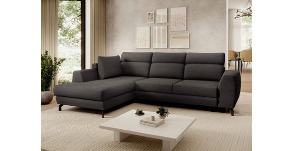 ECKSOFA Dunkelbraun Chenille  - Dunkelbraun/Schwarz, KONVENTIONELL, Textil/Metall (185/240cm) - Carryhome