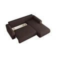 ECKSOFA inkl. Funktionen Dunkelbraun Cord  - Dunkelbraun/Schwarz, KONVENTIONELL, Kunststoff/Textil (260/200cm) - Xora
