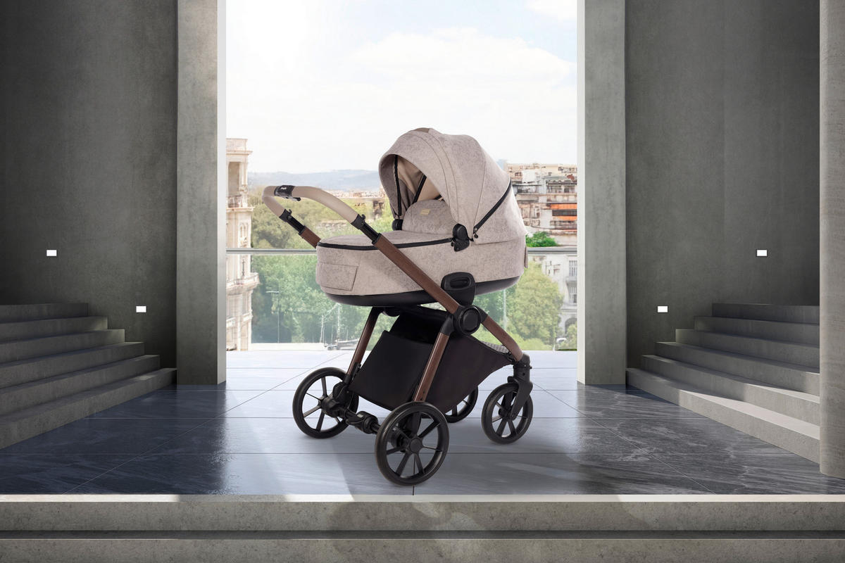 KINDERWAGENSET Facetty  - Beige/Braun, Design, Textil/Metall (104,5/62/94cm) - Jimmylee