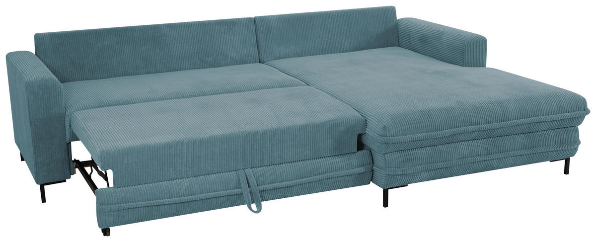 ECKSOFA Blau  - Blau/Hellgrau, Design, Textil/Metall (272/174cm) - MID.YOU