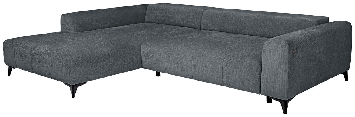 HÖRNSOFFA i chenille grå  - svart/grå, Klassisk, textil/plast (222/279cm) - MID.YOU