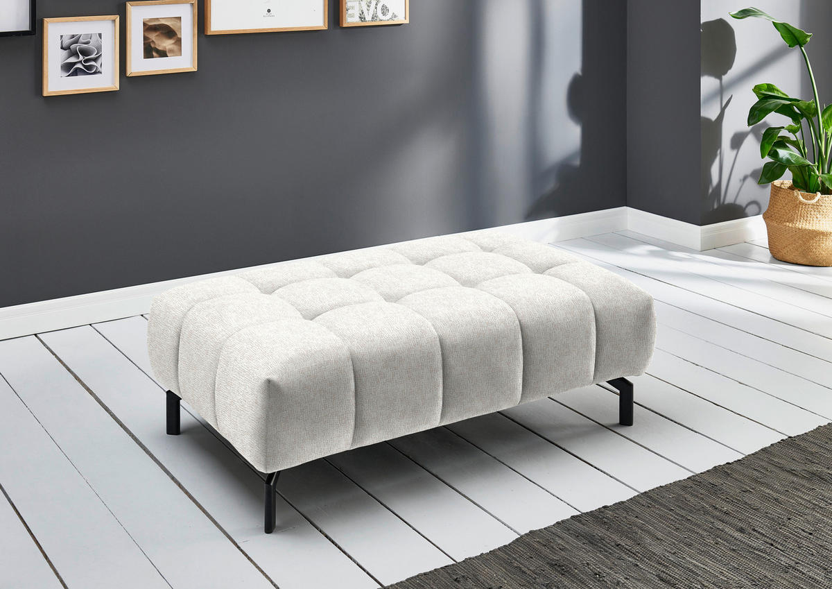 ECKSOFA in Chenille Beige  329/190 cm  - Beige/Schwarz, Design, Textil/Metall (329/190cm) - Beldomo Style