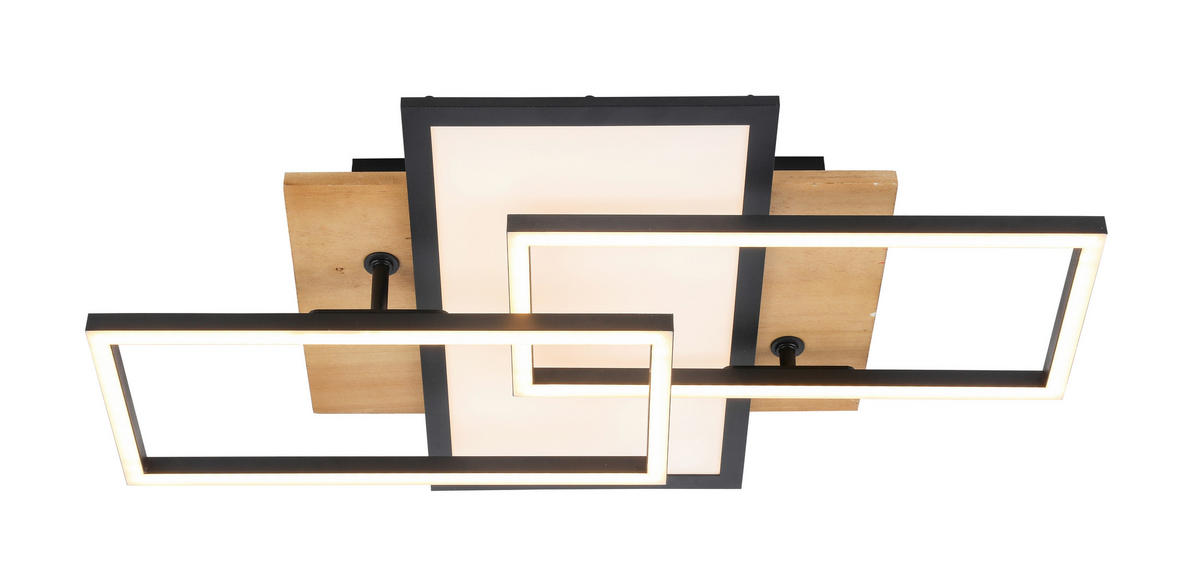 LED-DECKENLEUCHTE    35/56/10 cm  - Schwarz/Naturfarben, Trend, Holz/Kunststoff (35/56/10cm) - Novel