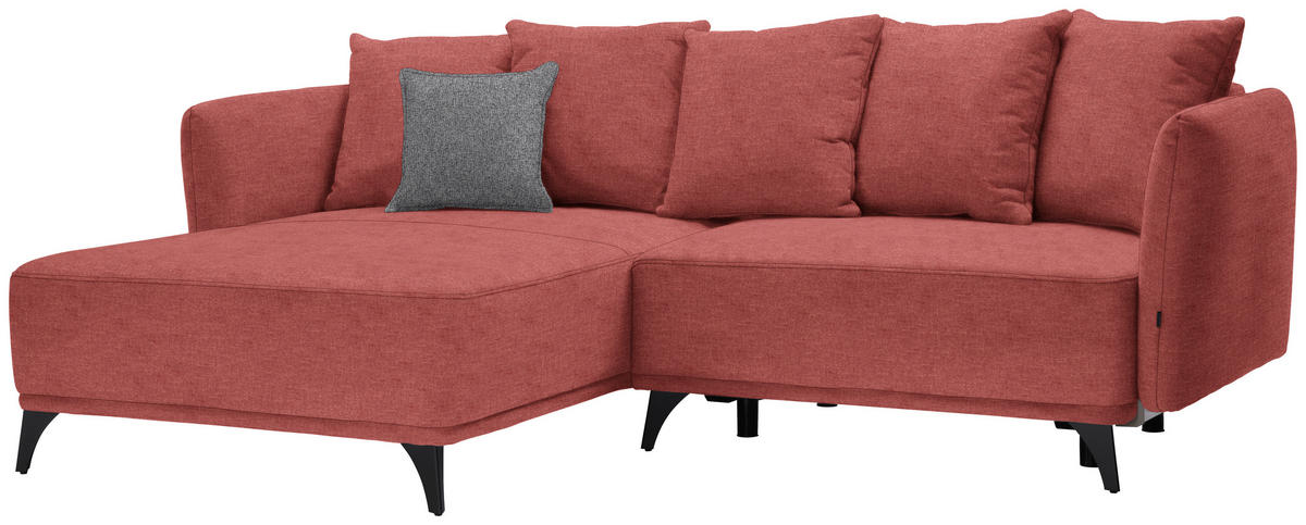 ECKSOFA in Chenille Dunkelrot  172/255 cm  - Schwarz/Grau, LIFESTYLE, Textil/Metall (172/255cm) - Carryhome