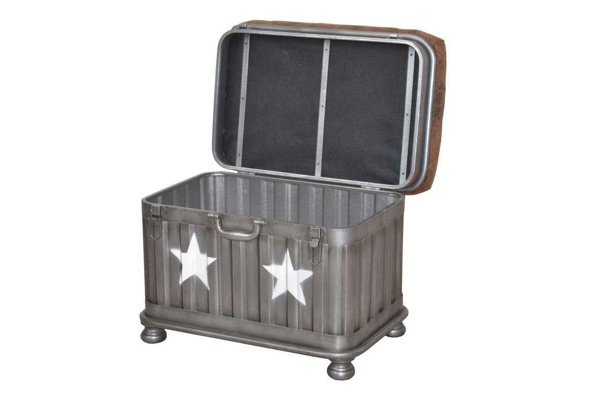 HOCKER Mikrofaser Braun, Grau  - Braun/Grau, Design, Textil/Metall (35/51/46cm) - MID.YOU