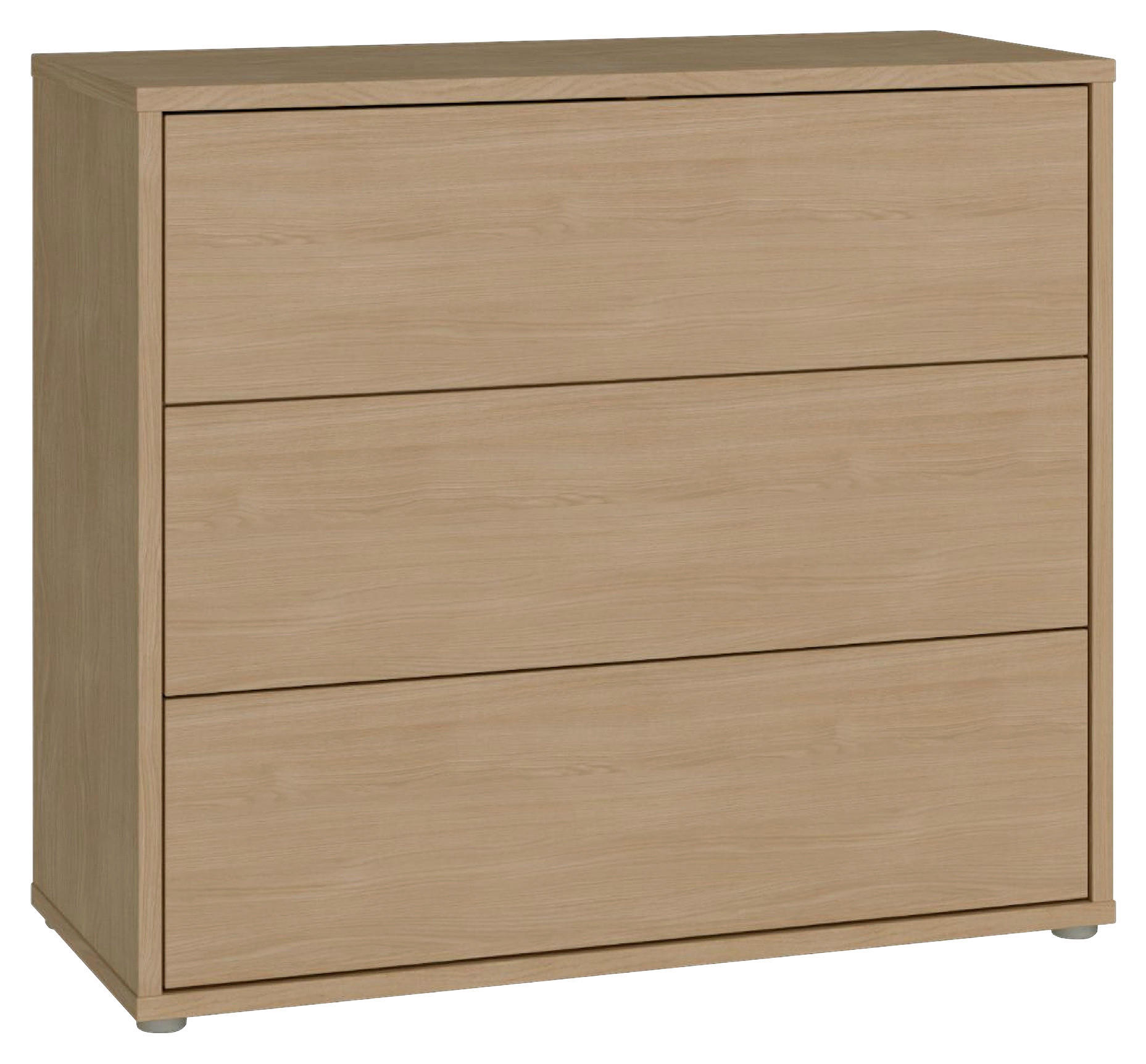 KOMMODE , 95/83/42 cm, 3 Schublade(n)  - Eichefarben/Silberfarben, Trend, Holzwerkstoff/Kunststoff (95/83/42cm) - Carryhome
