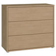 KOMMODE , 95/83/42 cm, 3 Schublade(n)  - Eichefarben/Silberfarben, Trend, Holzwerkstoff/Kunststoff (95/83/42cm) - Carryhome