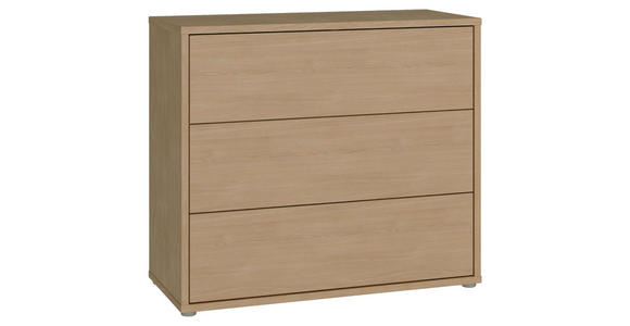 KOMMODE , 95/83/42 cm, 3 Schublade(n)  - Eichefarben/Silberfarben, Trend, Holzwerkstoff/Kunststoff (95/83/42cm) - Carryhome
