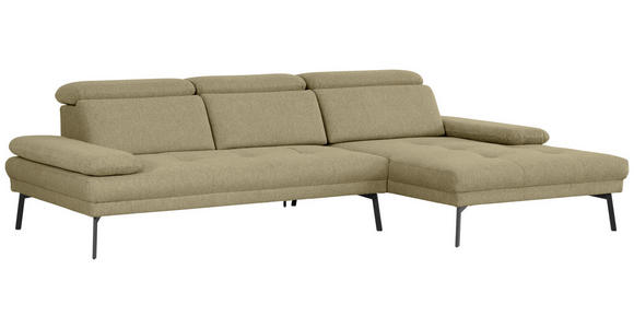 ECKSOFA Ottomane rechts, Eckteil  More_LZ Olivgrün Webstoff  - Schwarz/Olivgrün, Design, Textil/Metall (296/188cm) - Xora