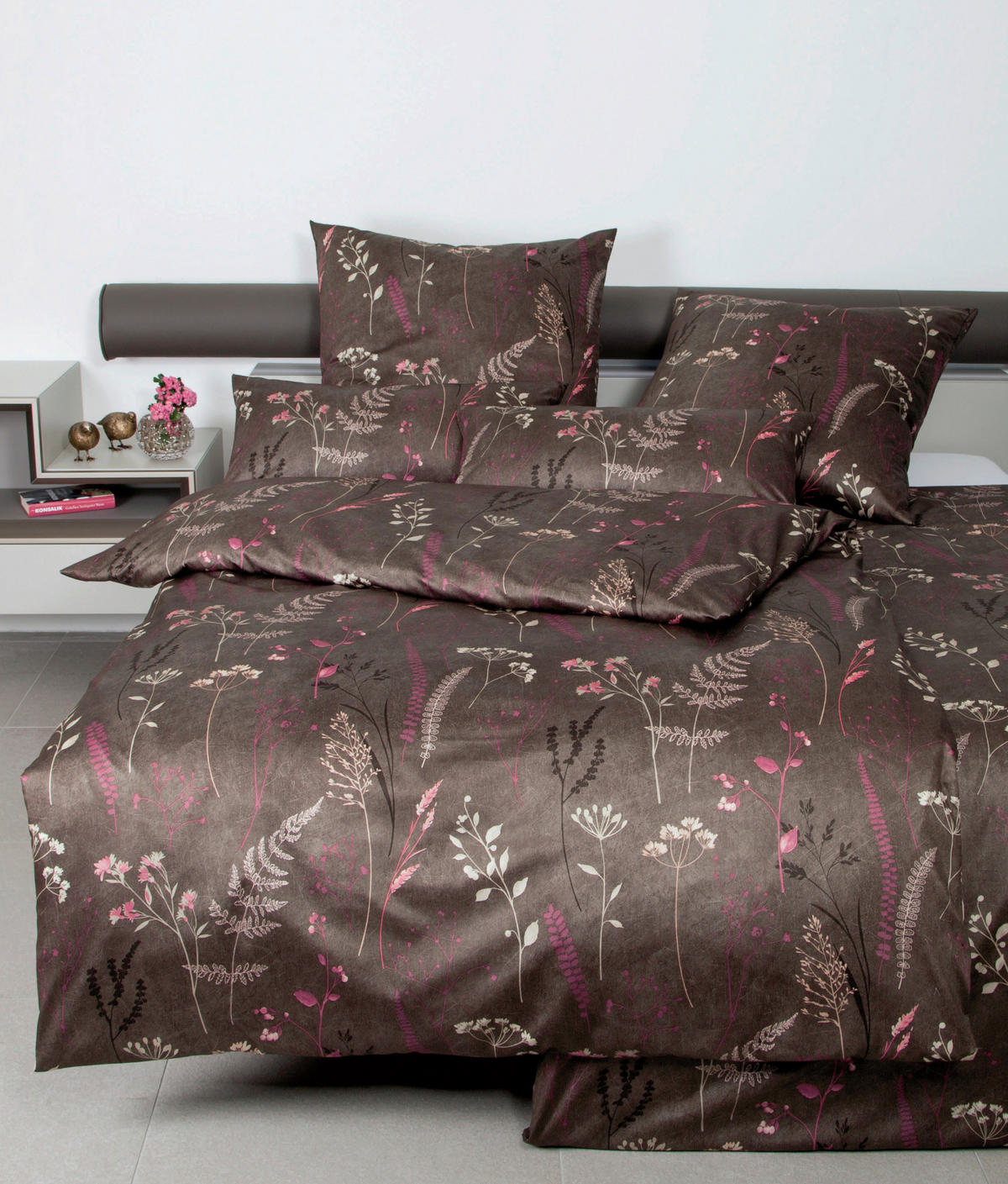 BETTWÄSCHE Makosatin 135/200 cm  - Pink/Dunkelbraun, LIFESTYLE, Textil (135/200cm) - Janine