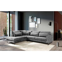 ROHOVÁ SEDAČKA, textil, kompozitné drevo, sivá - čierna/sivá, Konventionell, kov/kompozitné drevo (284/253cm) - Livetastic