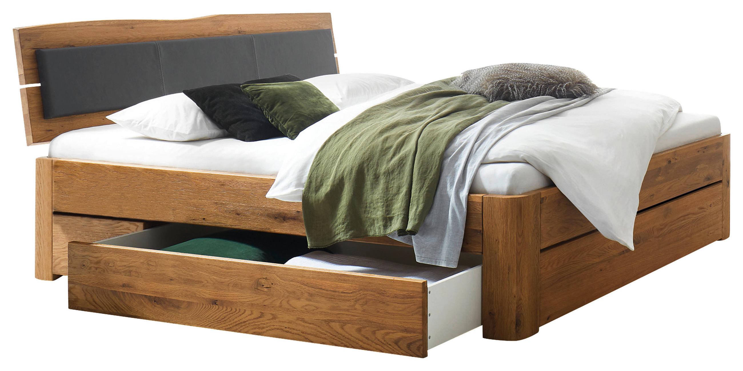 STAURAUMBETT 140/200 cm  in Anthrazit, Wildeiche  - Wildeiche/Anthrazit, Design, Holz (140/200cm) - Hasena
