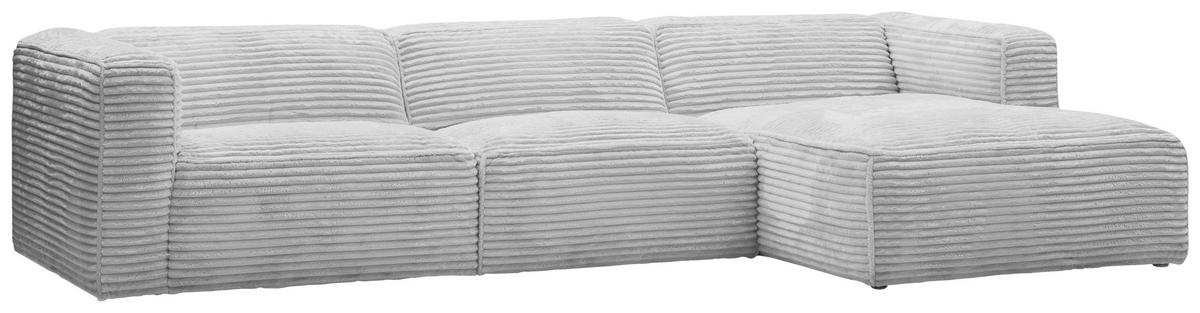 ECKSOFA in Cord Grau  - Schwarz/Grau, Design, Kunststoff/Textil (332/163cm) - Livetastic