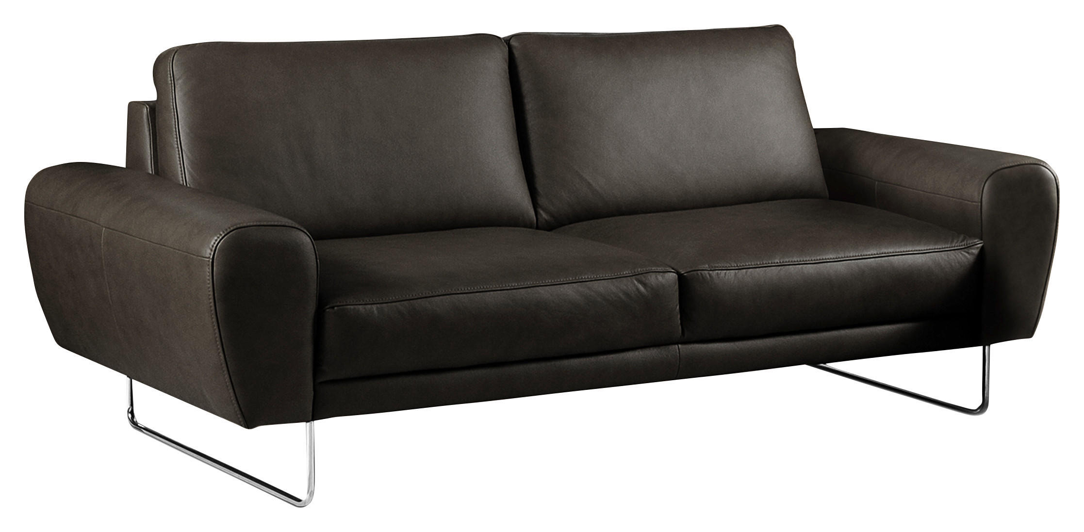 2-SITZER-SOFA Schwarz Echtleder  - Chromfarben/Schwarz, Design, Leder/Metall (177/85/92cm) - Livetastic