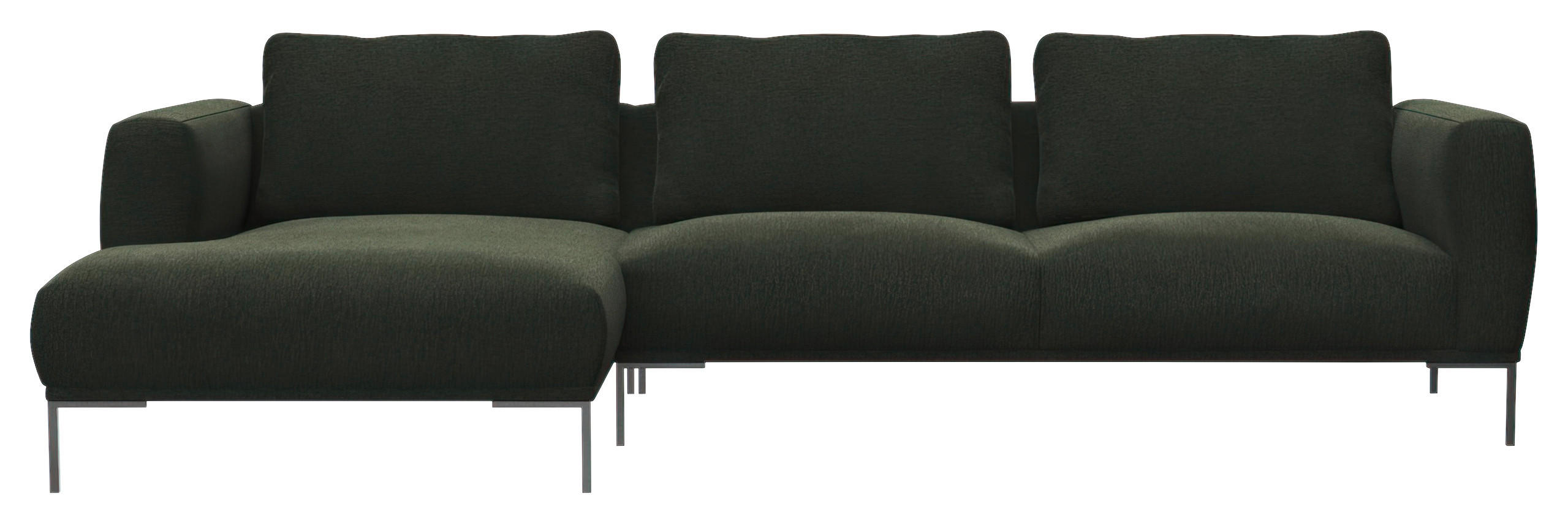ECKSOFA Waldgrün Webstoff, Flachgewebe  - Waldgrün/Schwarz, Design, Textil/Metall (148/303cm) - Livetastic