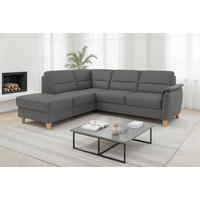 ECKSOFA Echtleder Mokka  - Eichefarben/Mokka, Basics, Leder/Holz (212/236cm) - Sit & More