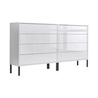 SIDEBOARD Mailand Set 1 + MF 158/86/33 cm 8 Schublade(n)  - Weiß Hochglanz/Anthrazit, MODERN, Holzwerkstoff/Metall (158/86/33cm) - MID.YOU