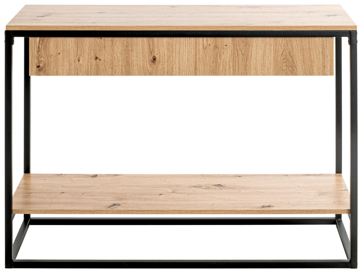 KONSOLENTISCH in Metall, Holzwerkstoff 100/35/75 cm    - Eichefarben/Schwarz, Design, Holzwerkstoff/Metall (100/35/75cm)
