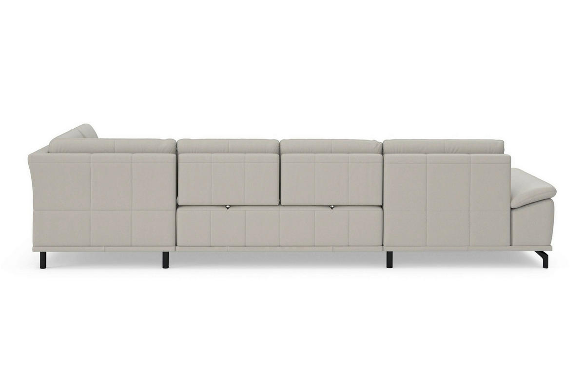 WOHNLANDSCHAFT COSTELLO E Hellgrau Echtleder  - Hellgrau/Schwarz, Basics, Leder/Metall (176/363/223cm) - Sit & More