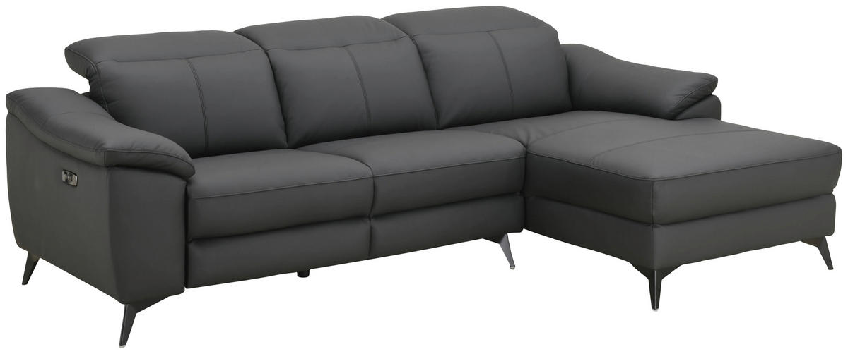 ECKSOFA  Lederlook Kombination Echtleder/Lederlook Schwarz  - Schwarz, Design, Leder/Textil (254/168cm) - Xora