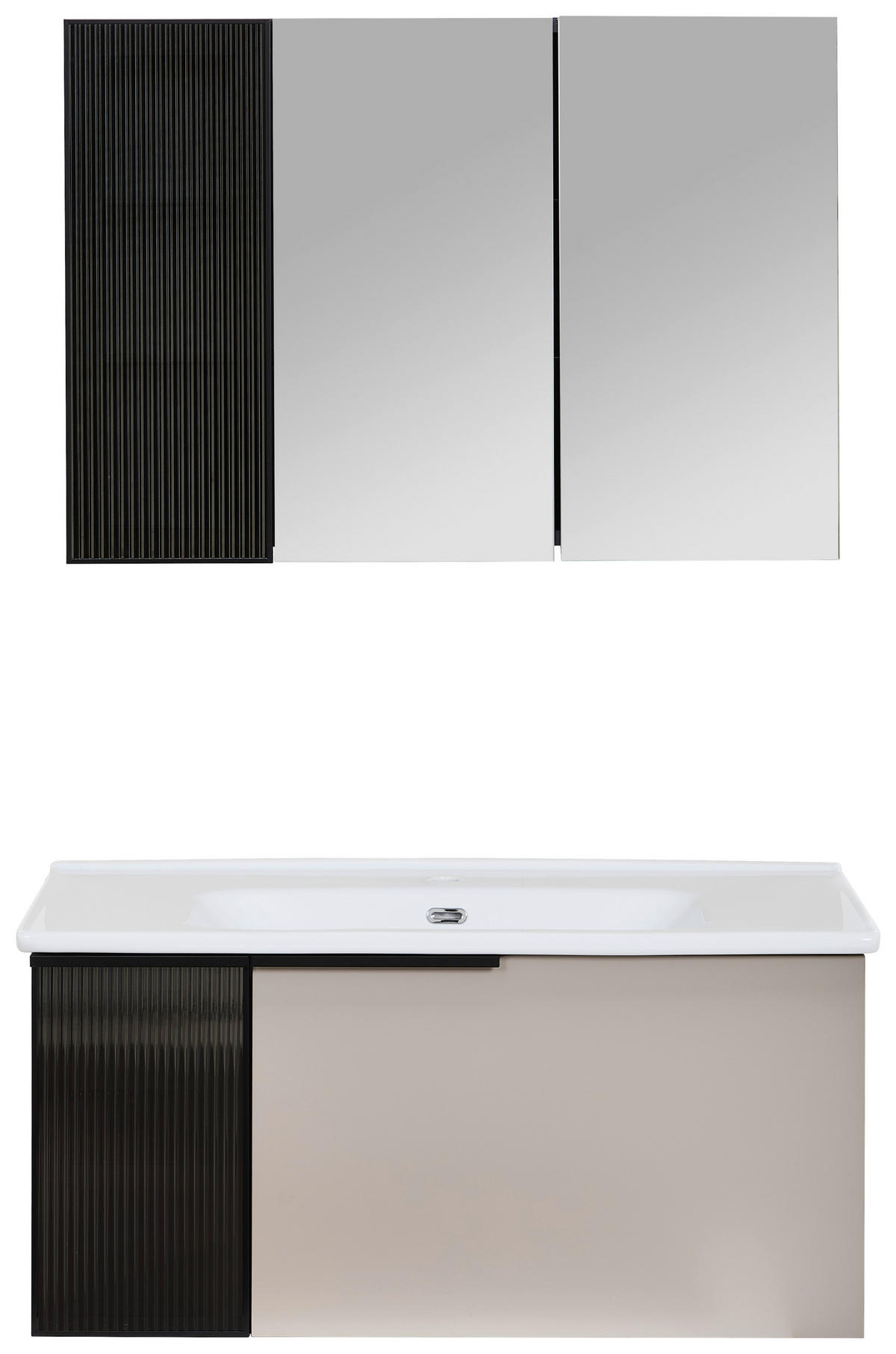 BADEZIMMER 3-teilig  in  - Weiß Hochglanz/Beige, MODERN, Glas/Keramik (100/114/45cm) - MID.YOU