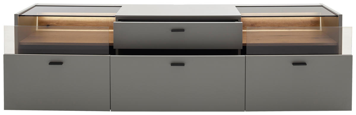 NISKA KOMODA   200/56/44 cm   siva   - siva/antracit, Design, drvni materijal/metal (200/56/44cm) - Stylife