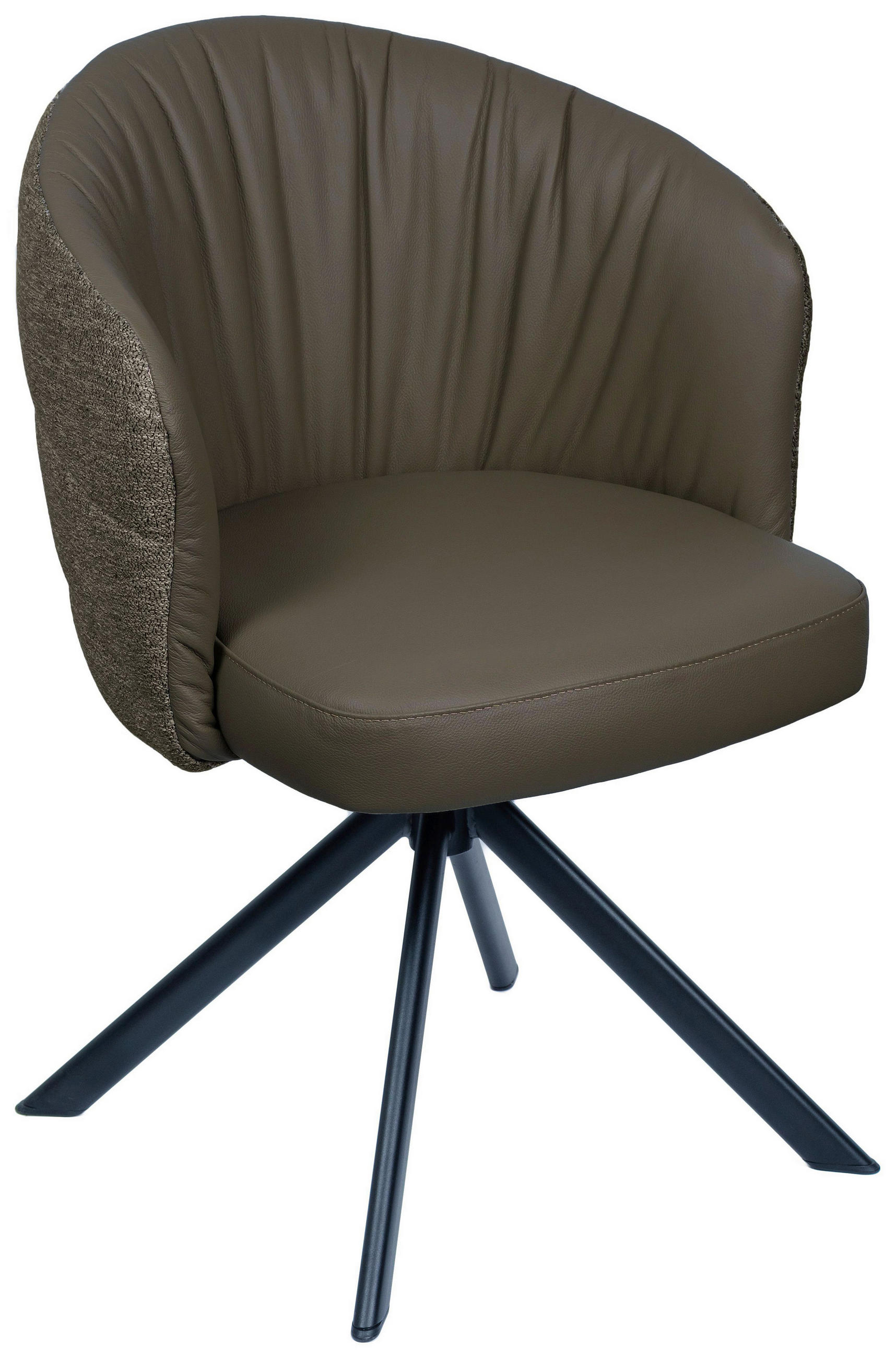 ARMLEHNSTUHL  automatische Rückholfunktion, Sitzfläche 320° drehbar Webstoff Echtleder  - Anthrazit/Schwarz, Design, Leder/Textil (59/82/62cm) - Novel