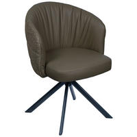 ARMLEHNSTUHL  automatische Rückholfunktion, Sitzfläche 320° drehbar Webstoff Echtleder  - Anthrazit/Schwarz, Design, Leder/Textil (59/82/62cm) - Novel