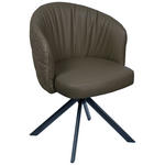 ARMLEHNSTUHL  automatische Rückholfunktion, Sitzfläche 320° drehbar Webstoff Echtleder  - Anthrazit/Schwarz, Design, Leder/Textil (59/82/62cm) - Novel