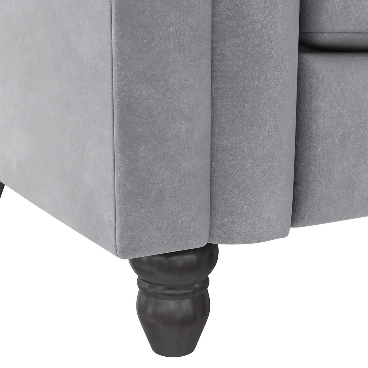 SCHLAFSOFA FIRENZE in Velours Hellgrau Vintage, Skandinavisch, Modern  - Hellgrau/Schwarz, Basics, Holz/Textil (236/83/87cm) - Livetastic