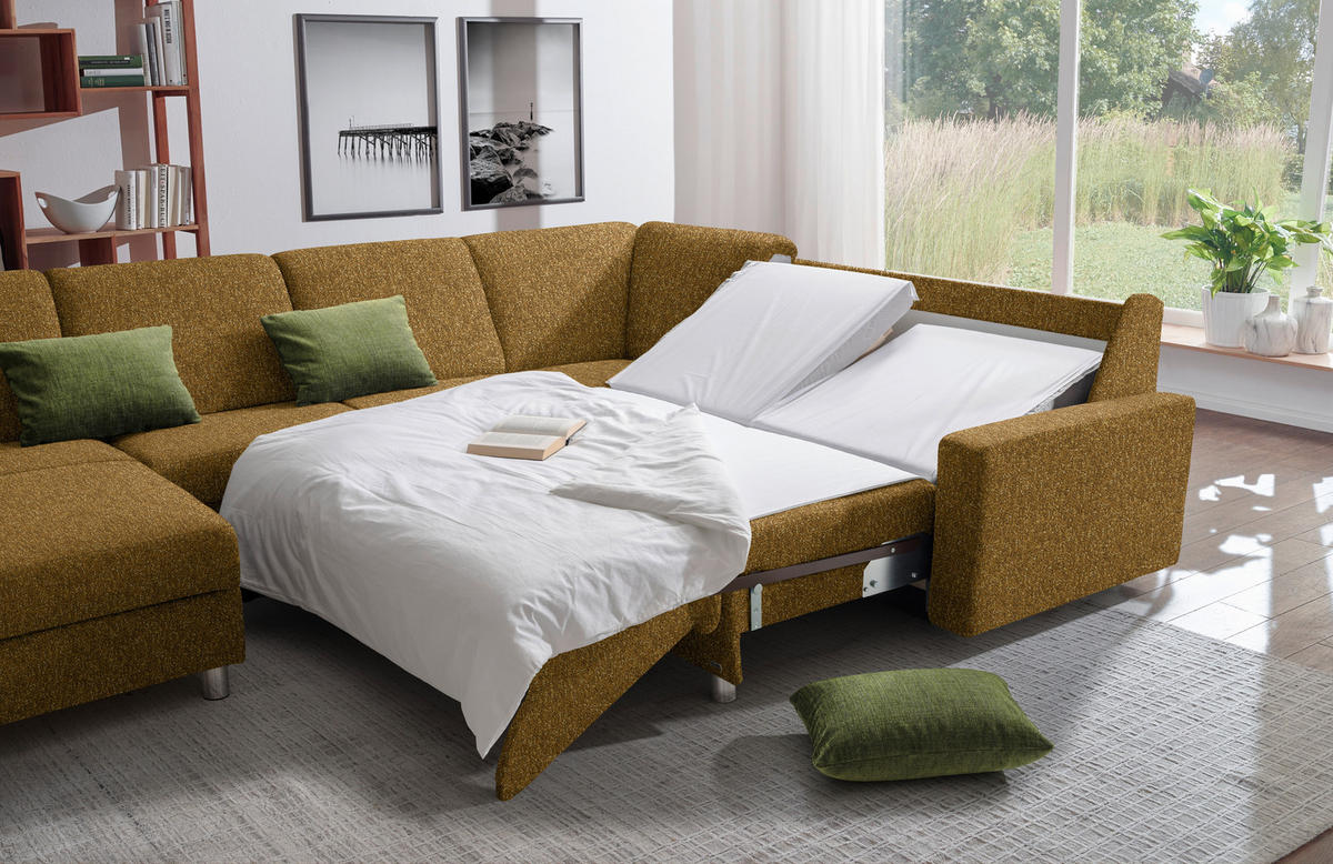 WOHNLANDSCHAFT  in Mikrovelours Senfgelb  - Anthrazit/Senfgelb, KONVENTIONELL, Textil (158/323/237cm) - Sedda