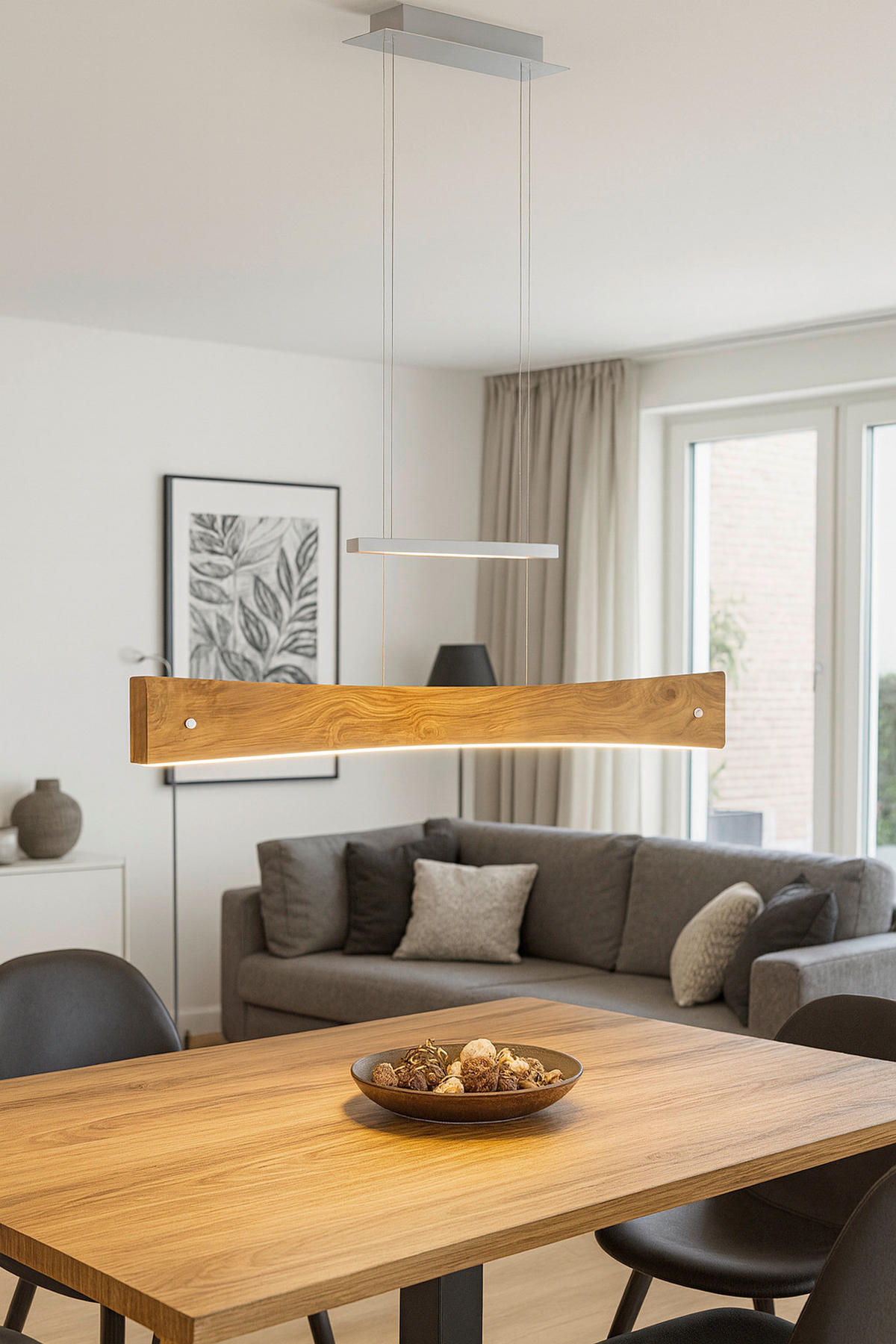 LED-HÄNGELEUCHTE Bodensee 118/9/150 cm   - Eichefarben, Natur, Holz/Metall (118cm) - Waldwelt